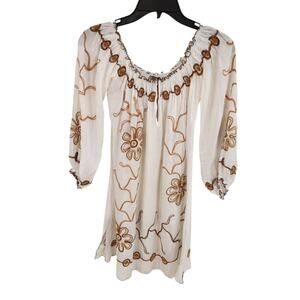 Poupette St. Barth Mini Dress Cover Up Embroidered Size M White Resort Vacation